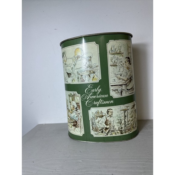 Vintage Chein Co Metal Trashcan Early American Craftsman - Picture 3 of 11